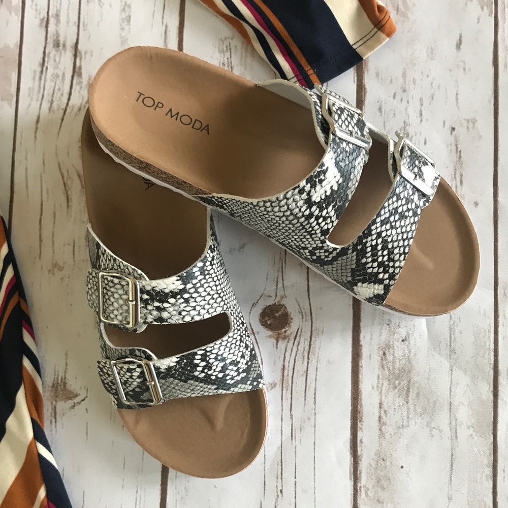 White Snake Print Sandal - Picture 10 of 13